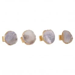 Funky Chunky Furniture Accessories Agate Gold Napkin Rings - Set Of 4