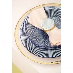 Funky Chunky Furniture Accessories Agate Gold Napkin Rings - Set Of 4