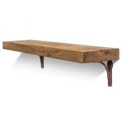 Funky Chunky Furniture Birtley Copper Solid Wood Shelf & Brackets - 8x2 Oak Shelf (19x4cm)