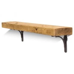 Funky Chunky Furniture Birtley Iron Solid Wood Shelf & Brackets - 6x2 Rustic Shelf (15cmx5cm) All Wooden Shelving