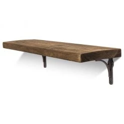 Funky Chunky Furniture All Wooden Shelving Birtley Iron Solid Wood Shelf & Brackets - 9x1.5 Rustic Shelf (22.5cmx4cm)