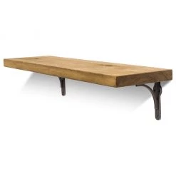 Funky Chunky Furniture Birtley Iron Solid Wood Shelf & Brackets - 9x1.5 Smooth Shelf (22cmx3.5cm)