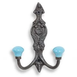 Funky Chunky Furniture Coats Hooks & Hall Storage Vintage Iron Coat Hooks - Blue Hook Ends