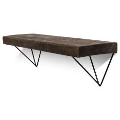 Funky Chunky Furniture Bowes Solid Wood Shelf & Black Metal Brackets - 9x2 Rustic Shelf (22.5cmx5cm) All Wooden Shelving