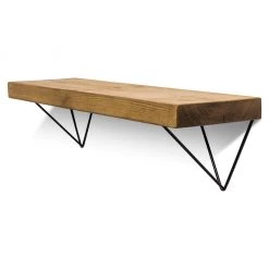 Funky Chunky Furniture Bowes Solid Wood Shelf & Black Metal Brackets - 9x2 Smooth Shelf (22cmx4.5cm) All Wooden Shelving