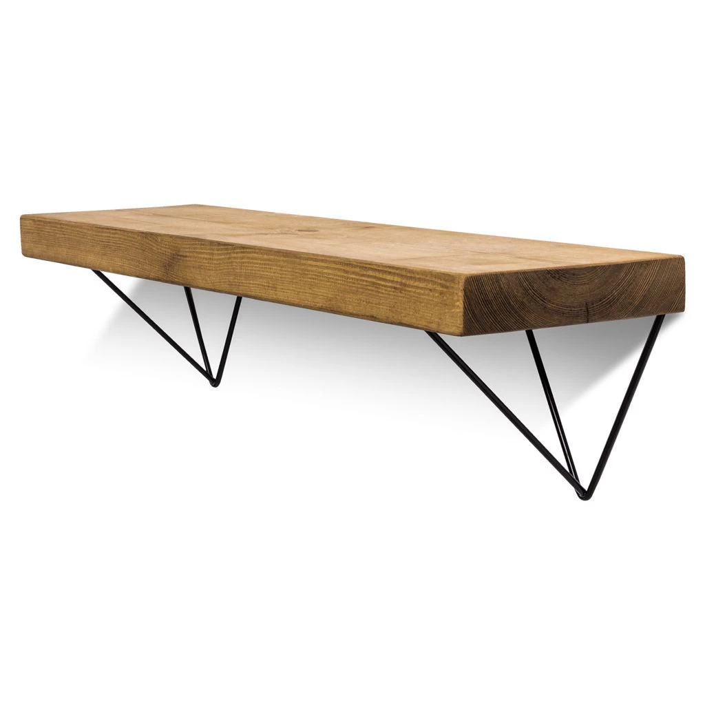 Funky Chunky Furniture Bowes Solid Wood Shelf & Black Metal Brackets - 9x2 Smooth Shelf (22cmx4.5cm) All Wooden Shelving 3 Funky Chunky Furniture Bowes Solid Wood Shelf & Black Metal Brackets - 9x2 Smooth Shelf (22cmx4.5cm) All Wooden Shelving