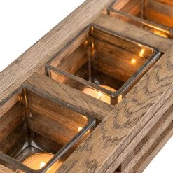 Funky Chunky Furniture Outdoor Solid Oak Candle Holder
