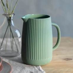 Funky Chunky Furniture Green Ribbed Ceramic Jug Accessories