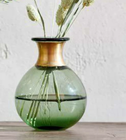 Funky Chunky Furniture Green Vase With Metal Neck 3 Funky Chunky Furniture Green Vase With Metal Neck