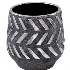 Funky Chunky Furniture Grey Ceramic And Metal Pot Accessories