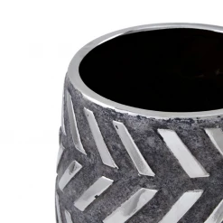 Funky Chunky Furniture Grey Ceramic And Metal Pot Accessories