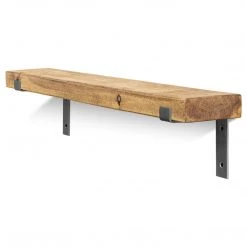Funky Chunky Furniture Hetton Solid Wood Shelf & Raw Steel Brackets - 6x2 Rustic Shelf (15x5cm) All Wooden Shelving