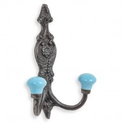Funky Chunky Furniture Coats Hooks & Hall Storage Vintage Iron Coat Hooks - Blue Hook Ends