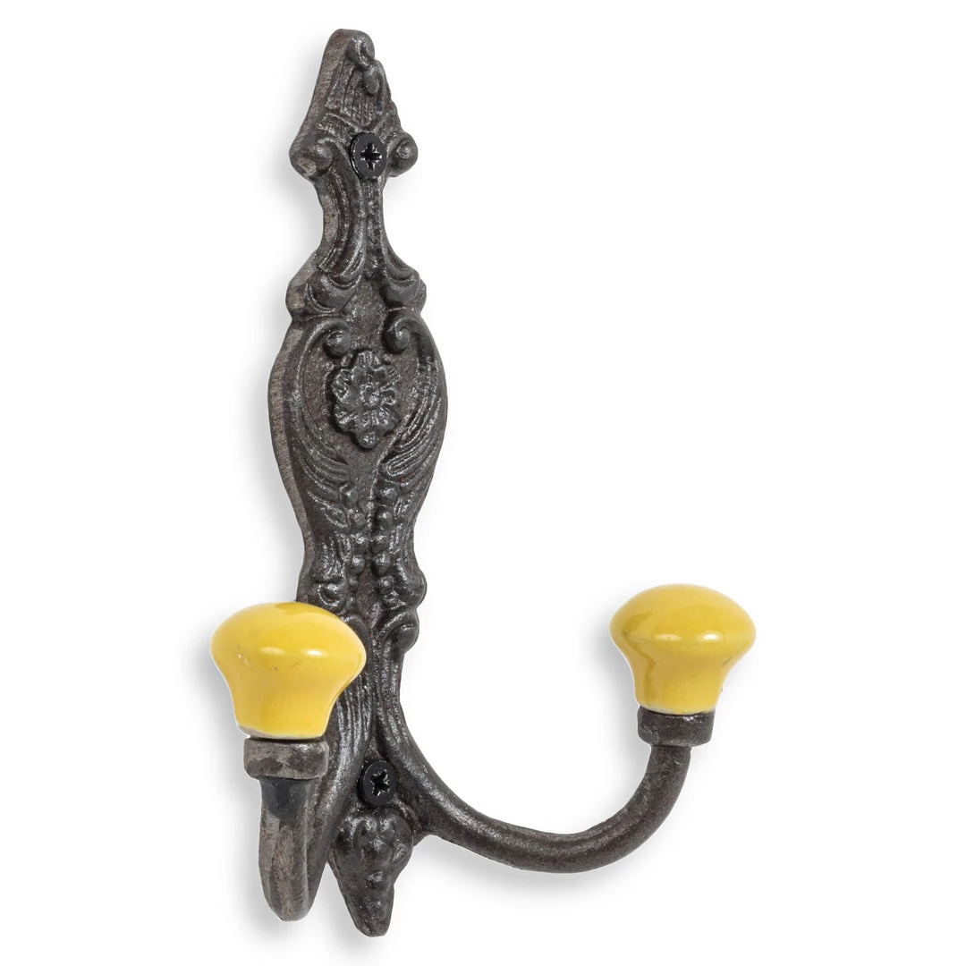 Funky Chunky Furniture Vintage Iron Coat Hooks - Yellow Hook Ends Coats Hooks & Hall Storage 4 Funky Chunky Furniture Vintage Iron Coat Hooks - Yellow Hook Ends Coats Hooks & Hall Storage