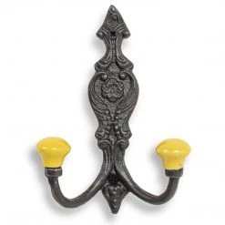 Funky Chunky Furniture Vintage Iron Coat Hooks - Yellow Hook Ends Coats Hooks & Hall Storage
