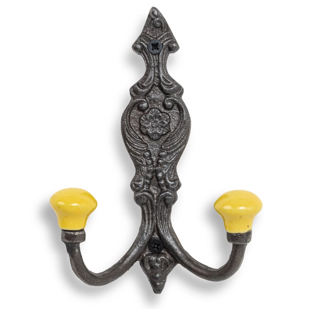 Funky Chunky Furniture Vintage Iron Coat Hooks - Yellow Hook Ends Coats Hooks & Hall Storage 3 Funky Chunky Furniture Vintage Iron Coat Hooks - Yellow Hook Ends Coats Hooks & Hall Storage