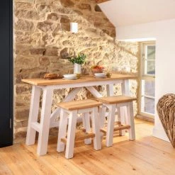 Funky Chunky Furniture Langley Oak Breakfast Bar And Stools