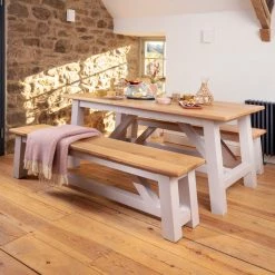 Funky Chunky Furniture Langley Oak Dining Table And Benches