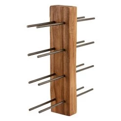 Funky Chunky Furniture Wall Mounted Teak And Metal Wine Rack - 8 Bottles Wine Racks