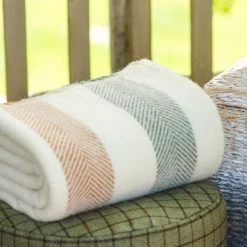 Funky Chunky Furniture Neutral Striped Wool Throw