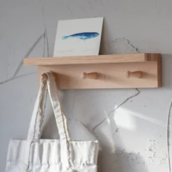 Funky Chunky Furniture Oak Picture Shelf And Hooks - 3