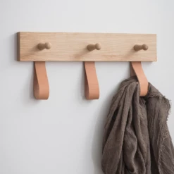 Funky Chunky Furniture Coats Hooks & Hall Storage Oak And Leather Coat Hooks - 3