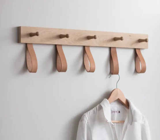 Funky Chunky Furniture Oak And Leather Coat Hooks - 5 3 Funky Chunky Furniture Oak And Leather Coat Hooks - 5