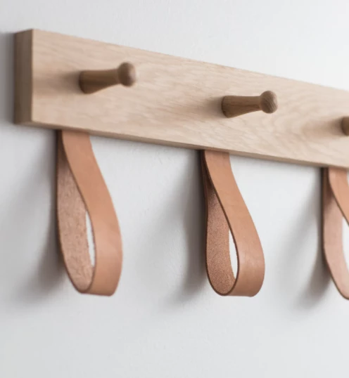 Funky Chunky Furniture Coats Hooks & Hall Storage Oak And Leather Coat Hooks - 3 5 Funky Chunky Furniture Coats Hooks & Hall Storage Oak And Leather Coat Hooks - 3