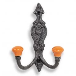 Funky Chunky Furniture Vintage Iron Coat Hooks - Orange Hook Ends