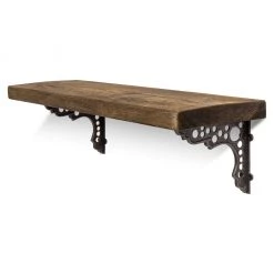 Funky Chunky Furniture All Wooden Shelving Pelton Solid Wood Shelf & Brackets - 9x1.5 Rustic Shelf (22.5cmx4cm)
