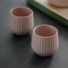 Funky Chunky Furniture Pink Ribbed Ceramic Tumblers - Set Of 2 Accessories 2 Funky Chunky Furniture Pink Ribbed Ceramic Tumblers - Set Of 2 Accessories
