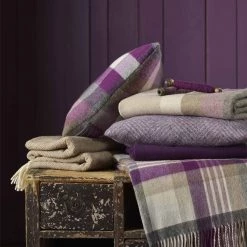 Funky Chunky Furniture Outdoor Purple And Natural Check Wool Throw