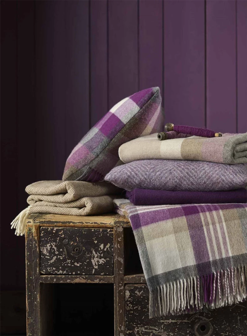 Funky Chunky Furniture Outdoor Purple And Natural Check Wool Throw 4 Funky Chunky Furniture Outdoor Purple And Natural Check Wool Throw