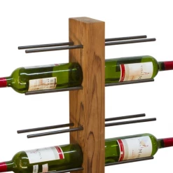 Funky Chunky Furniture Wall Mounted Teak And Metal Wine Rack - 8 Bottles Wine Racks