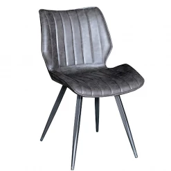 Funky Chunky Furniture Grey Vegan Leather Dining Chair - Set Of 2