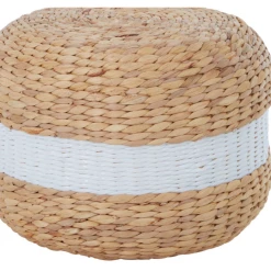 Funky Chunky Furniture White And Natural Seagrass Pouffe Pouffes