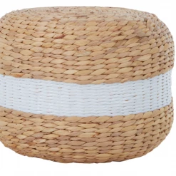 Funky Chunky Furniture White And Natural Seagrass Pouffe Pouffes