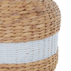 Funky Chunky Furniture White And Natural Seagrass Pouffe Pouffes