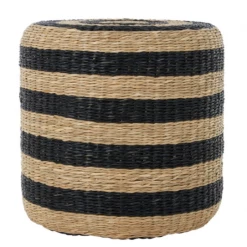 Funky Chunky Furniture Pouffes Black And Natural Seagrass Pouffe