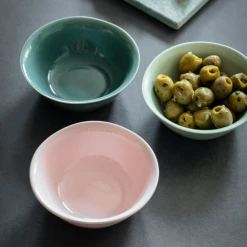 Funky Chunky Furniture Set Of 3 Snack Bowls - Pink, Sage, Aqua