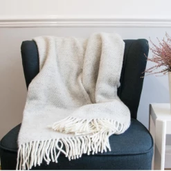 Funky Chunky Furniture Silver Grey Wool Throw Outdoor