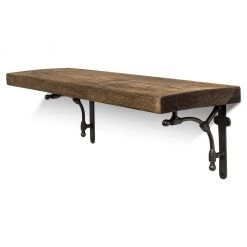 Funky Chunky Furniture Tanfield Solid Wood Shelf & Brackets - 9x1.5 Rustic Shelf (22.5cmx4cm) All Wooden Shelving