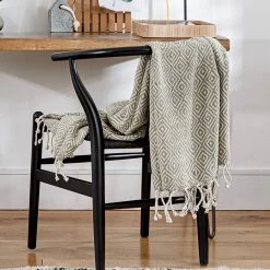 Funky Chunky Furniture Outdoor Tasselled Sage Throw