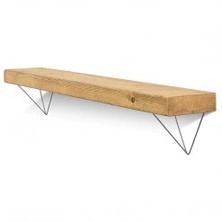 Funky Chunky Furniture Bowes Solid Wood Shelf & Raw Steel Brackets - 6x2 Smooth Shelf (14.5cmx4.5cm) All Wooden Shelving