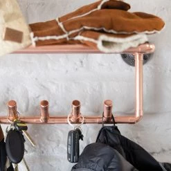 Funky Chunky Furniture Coats Hooks & Hall Storage Copper Coat Rack With Shelf