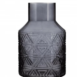 Funky Chunky Furniture Accessories Dark Grey Patterned Glass Vase