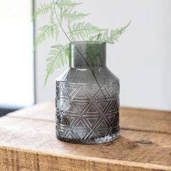 Funky Chunky Furniture Accessories Dark Grey Patterned Glass Vase