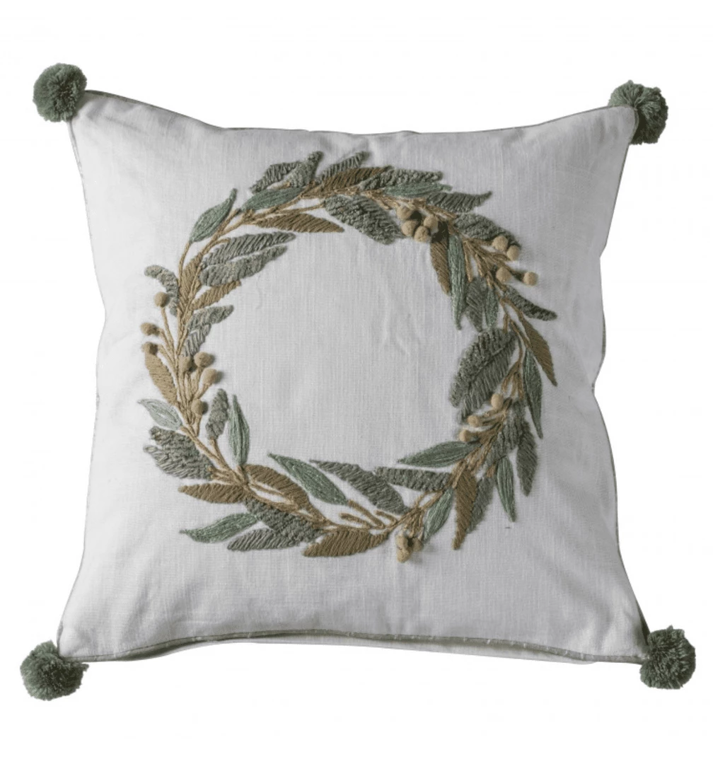 Funky Chunky Furniture Embroidered Wreath Pom Pom Cushion Outdoor 4 Funky Chunky Furniture Embroidered Wreath Pom Pom Cushion Outdoor