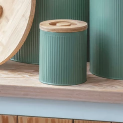 Funky Chunky Furniture Accessories Green Tin With Bamboo Lid