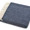 Funky Chunky Furniture Navy Herringbone Wool Throw Outdoor